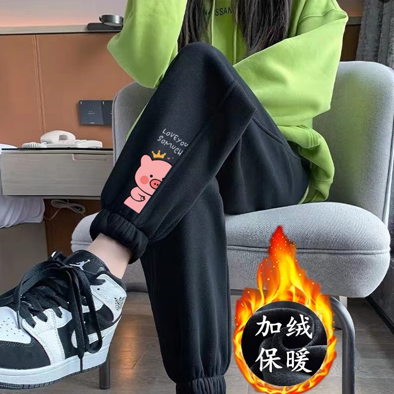 피기 레깅스 블랙 팬츠 플러스 벨벳