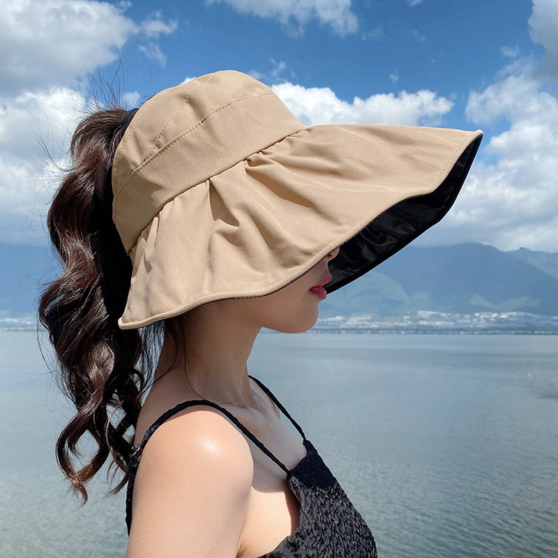 Wide Brim Sun Visor Hat For Women Foldable Uv Face Shielding_voghion.com