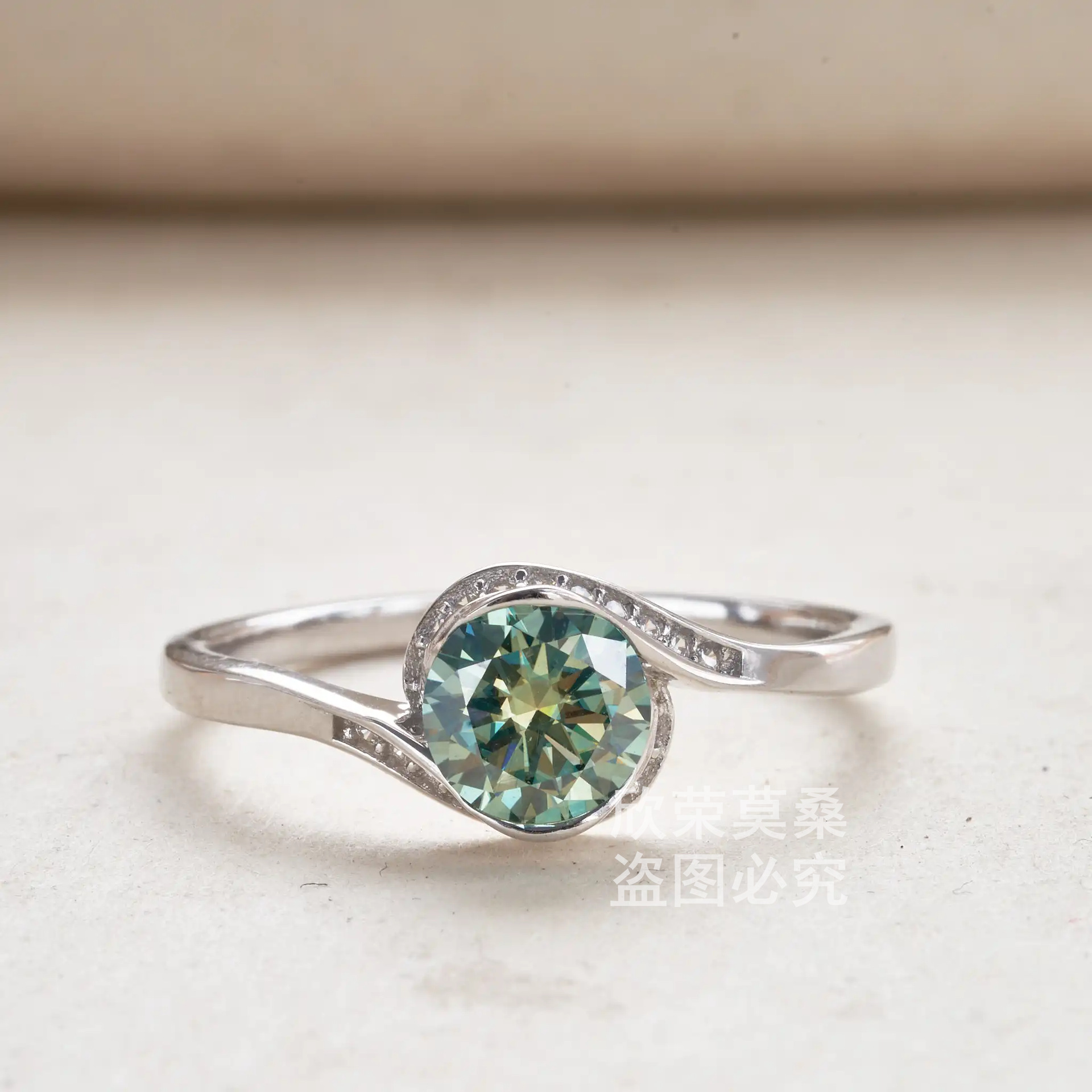 1CT anillo de piedra de color con certificado GRA tarjeta negra plata esterlina S925 anillo de comercio electrónico transfronterizo venta caliente