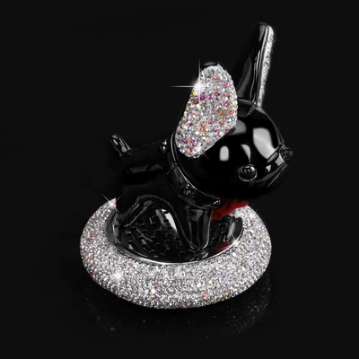 Car Perfume Car Solid Perfume Lasting Light Fragrance Deodorant Seat Type Diamond Shaking Head Dog Car Aromatherapy Ornaments (Perfplant seat) - spot-drill-dog-black