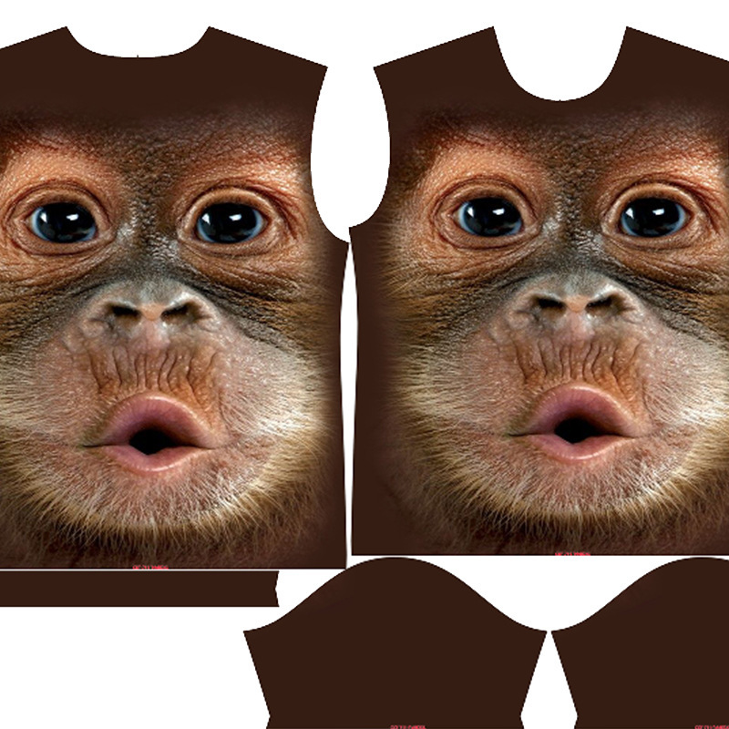 メンズtシャツ3Dデジタルプリント半袖チンパンジー|undefined