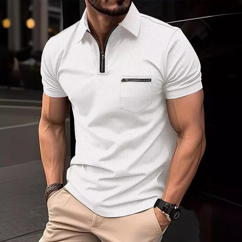 European and American ins Cross-border 2023 Summer Fast Selling Amazon T Waffle Men's Button Henry Collar Sports Polo