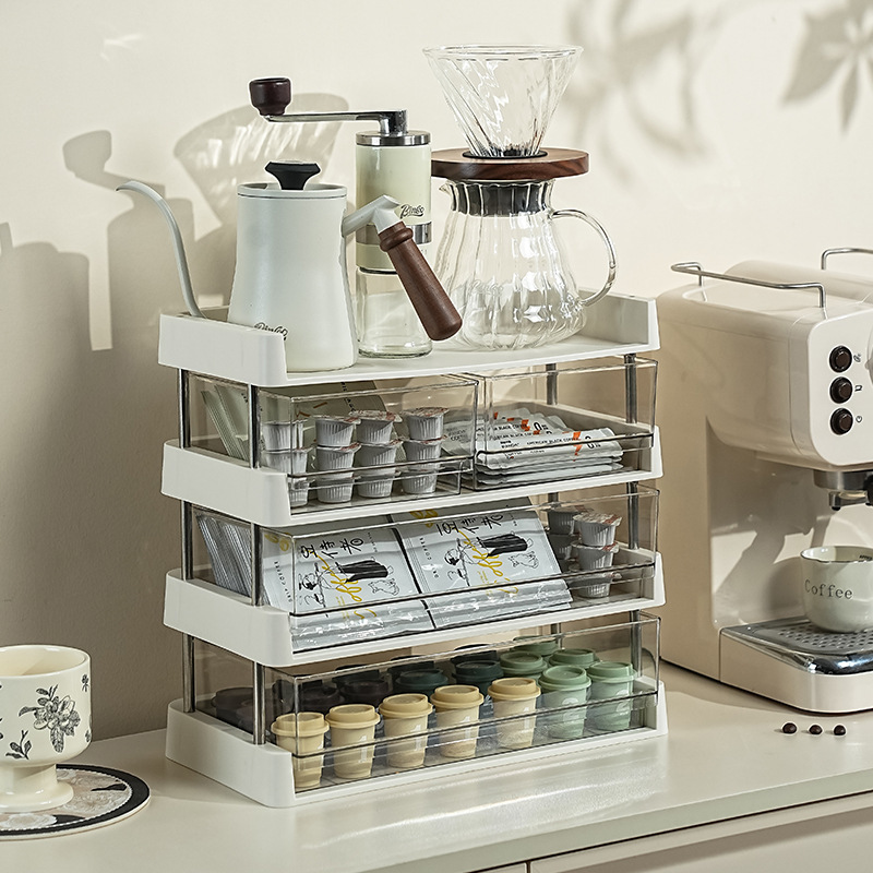 ティーバッグ収納ボックスコーヒーカプセルラックスナックデスクトップ収納ラックオフィスティールーム茶透明ディスプレイラック|undefined
