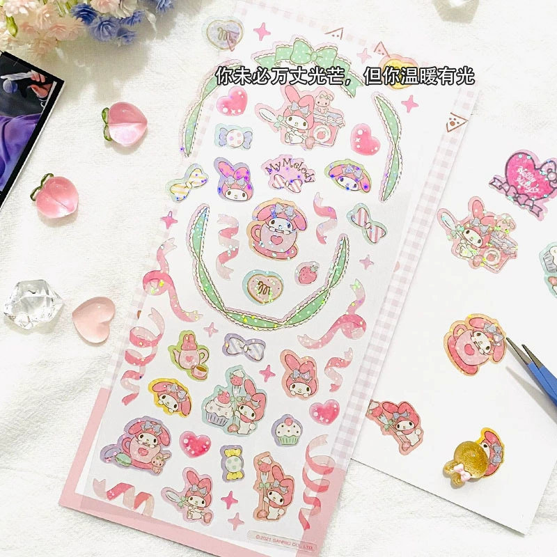 В наличии большой мультфильм Милая лазерная наклейка из ПВХ вспышка DIY фото багаж ручной багажник декоративная наклейка