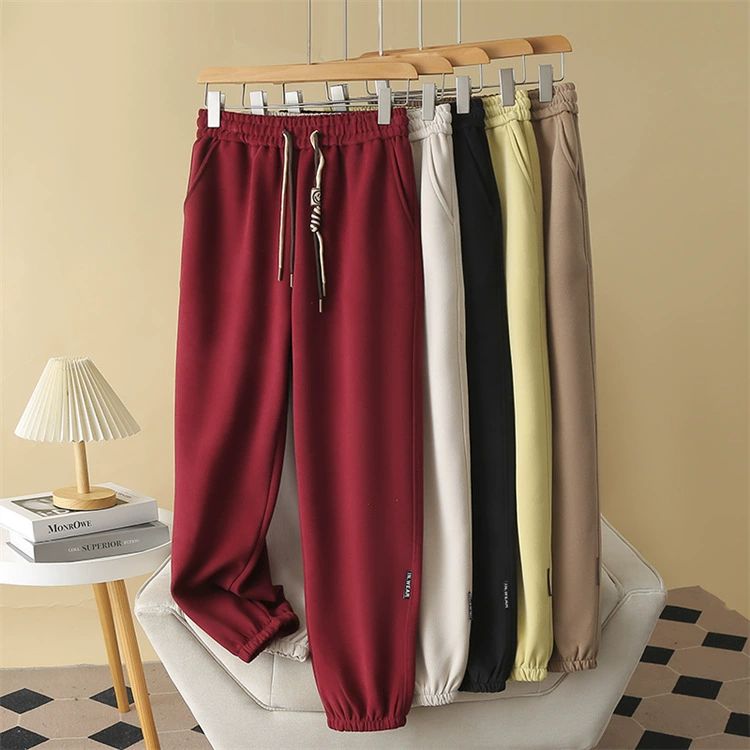 Толстые повседневные брюки большого размера 200 кг толстые MM осенняя мода тонкая высокая талия шнуровка с завязкой ноги Harlen брюки 968