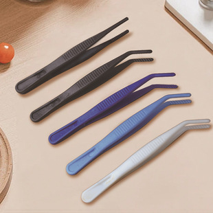 Plastic Dressing Tweezers Environmentally Friendly Material Disposable Cotton Ball Clip Thickeneded Dressing 125mm Round Head Curved Straight Head Clip