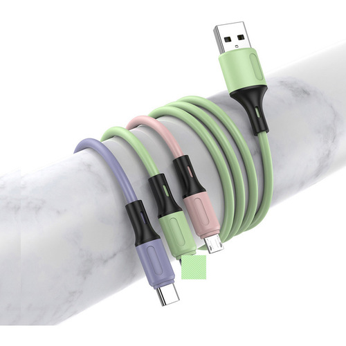 Liquid silicone one-to-three charging cable wholesale USB cable suitable for Huawei Apple typec Android fast charging data cable