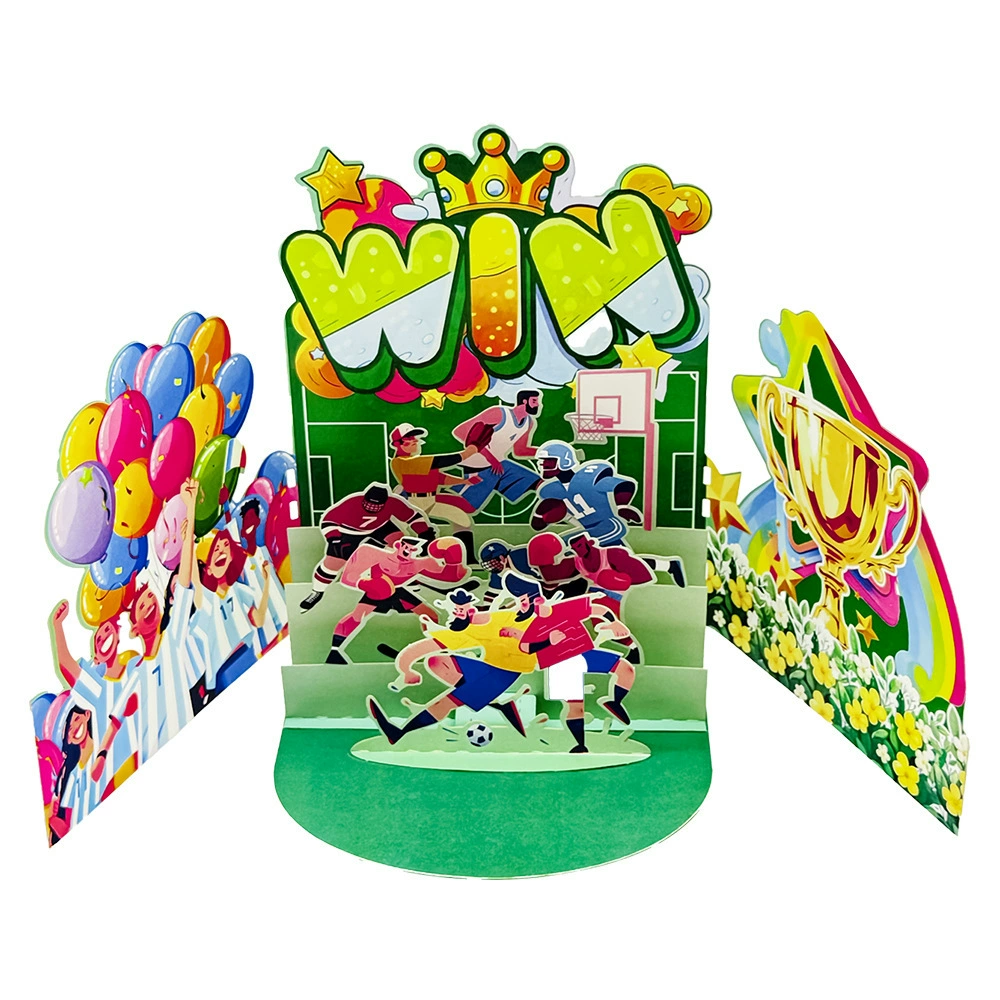 Трансграничная доставка Temu Shein: 3D стерео открытка с тематикой футбола и дня рождения в стиле Чемпионата мира