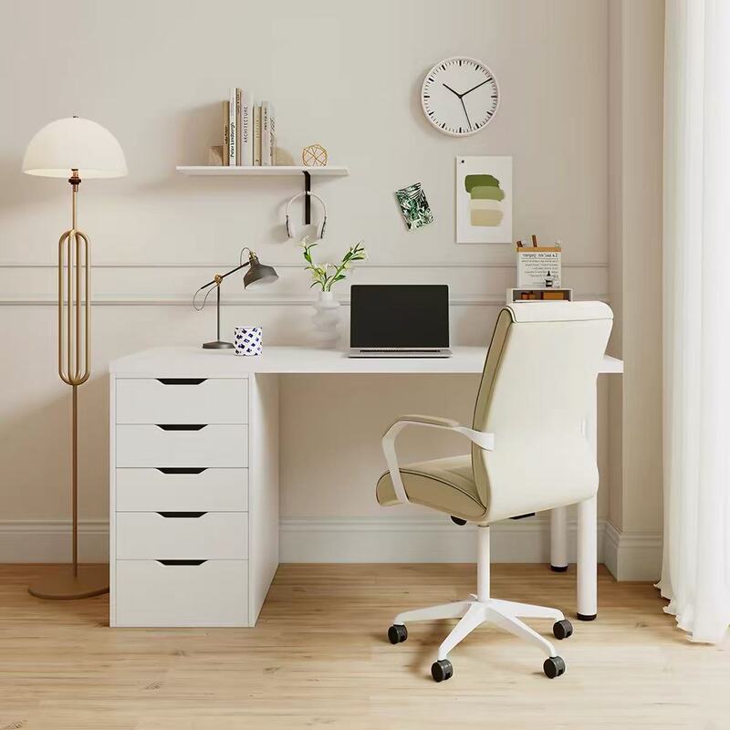 Simple White Desk for Small Apartments, Bedroom Vanity Table, Integrated Computer Desk, Home Use, Thickened Double Study and Office Desk