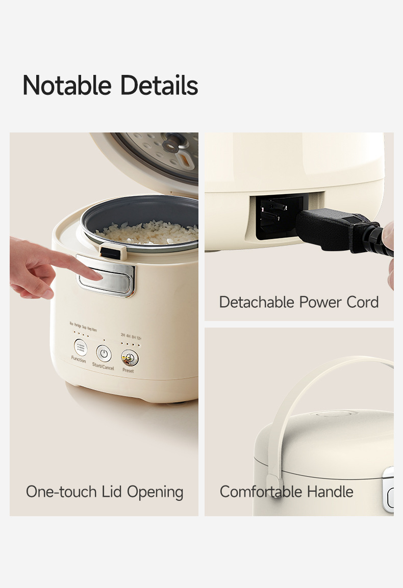 Mini Rice Cooker For Small Households Titanium Liner 1.2 Litre_voghion.com