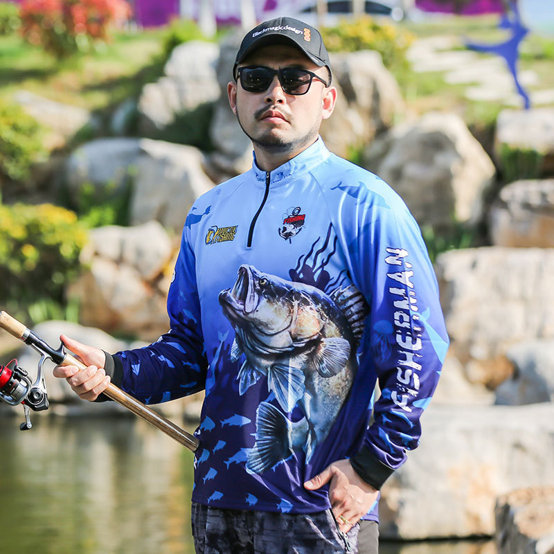 New Luya Fishing Suit Men's Spring and Autumn Sun Protection Quick-drying Fishing Top European Version of Long-sleeved Sun Protection Suit Cross-border