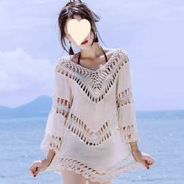 夏海边度假沙滩裙比基尼罩衫镂空泳衣外套罩衫沙滩防晒衣女