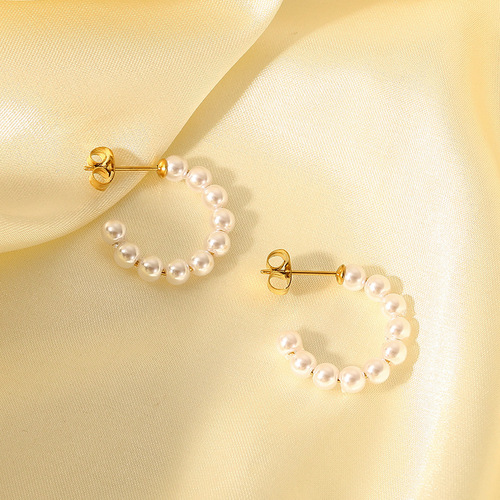 French INS-style influencer's ear earrings, Xiaomi pearl C-shape stud earrings, fashionable and elegant women's hoop earrings accessories