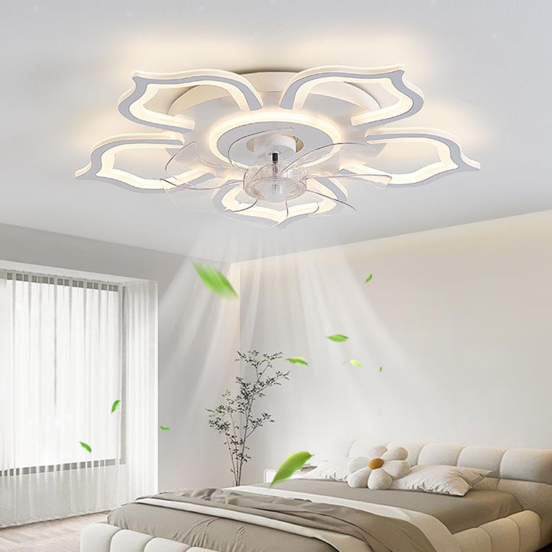 Nueva lámpara de ventilador de techo simple y moderna lujosa lámpara de frente de sala de estar con ventilador eléctrico transfronterizo de frecuencia variable inteligente lámpara de ventilador de techo