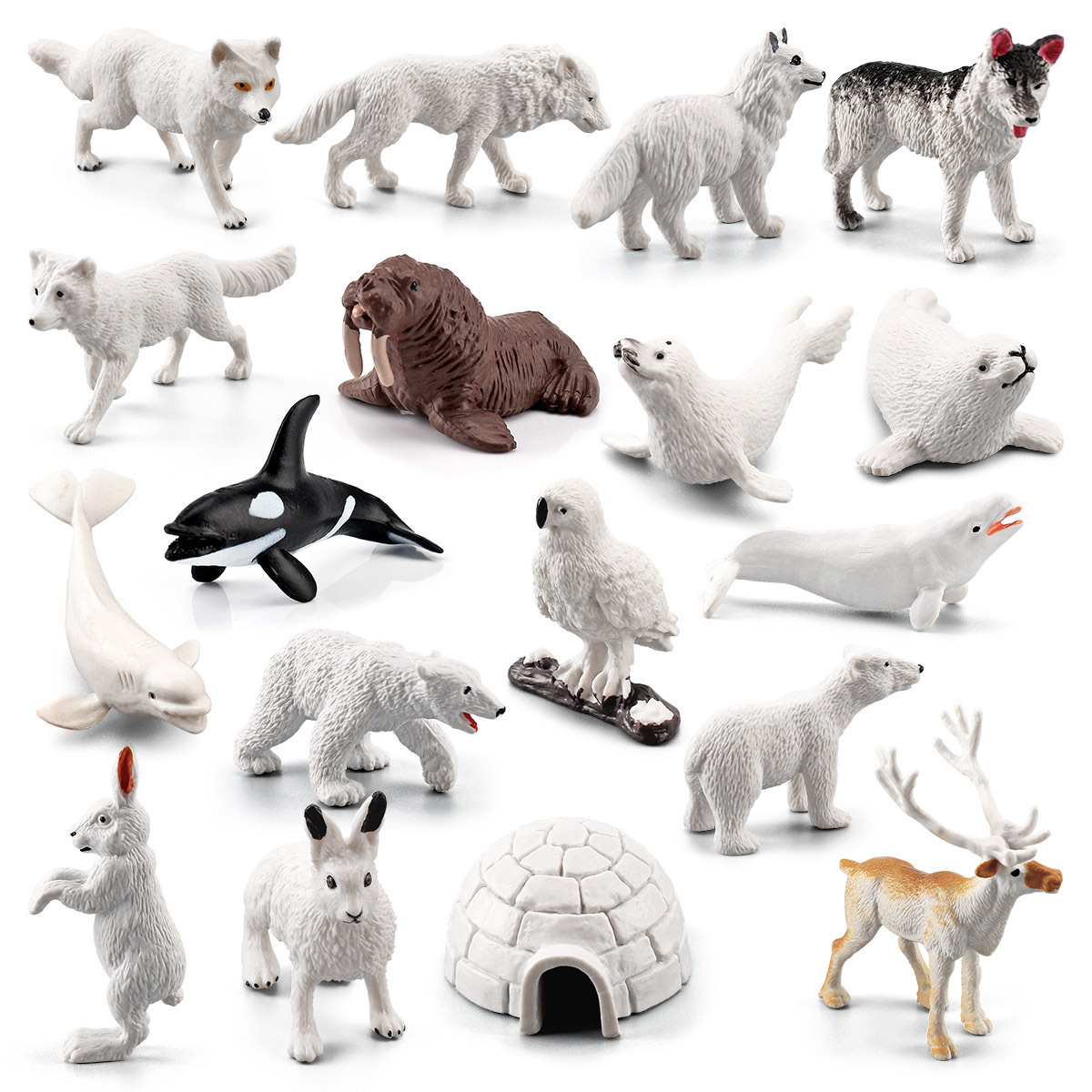Modelo Animal de la simulación de los niños de la venta caliente transfronteriza mini Ártico invierno animal morsa ballena blanca sello adornos cognitivos