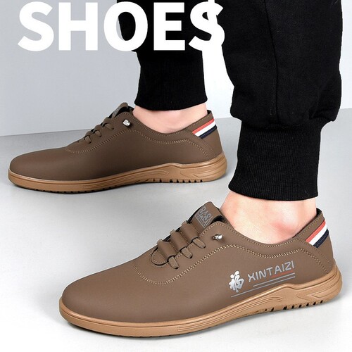 Men's New Leather Business Casual Shoes, Fashionable and Versatile Loafers with Soft Cobblestone Soles