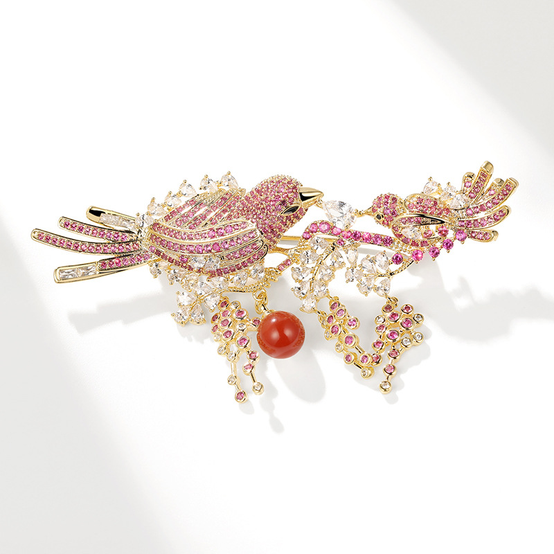 Sky luxury jewelry high-end brand Bird natural freshwater pearl empty support brooch new luxury Mother's Day gift