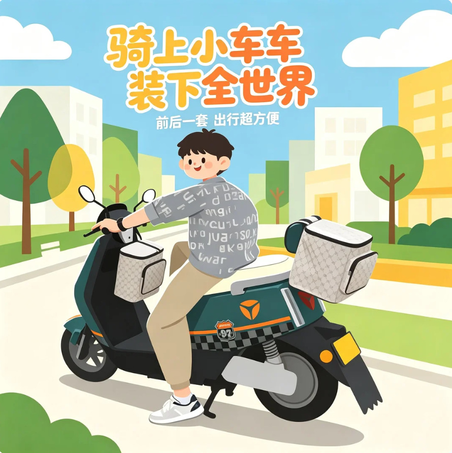 Electric vehicle rear storage bag with extra-large capacity, can hold a full-face helmet, rear trunk for electric scooters and mopeds