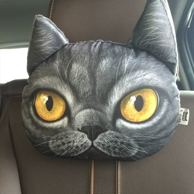 Headrest – headrest neck pillow Husky car - black-short-hair-headrest-single-252510cm
