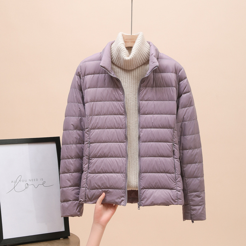 2025 Autumn and Winter Lightweight Portable Down Jacket Women's Collar Casual Solid Color Simple Slim-fit Lightweight Winter Coat 2025 Autumn and Winter Lightweight Portable Down Jacket Women's Collar Casual Solid Color Simple Slim-fit Lightweight Winter Coat