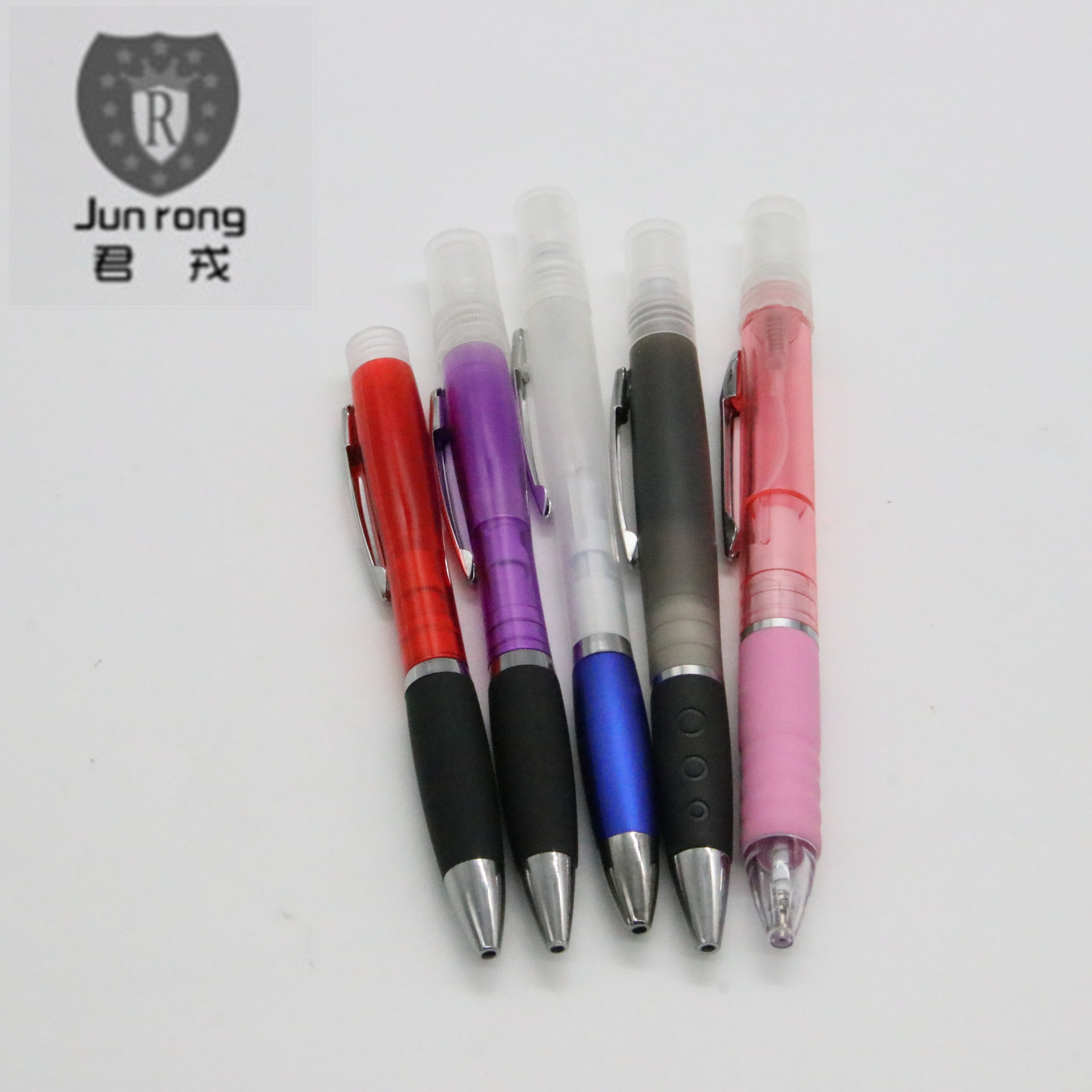 Botella de aerosol autocontenida bolígrafo Rotary Bullet recarga de líquido embalaje fábrica al por mayor pluma Oficina suministros escolares