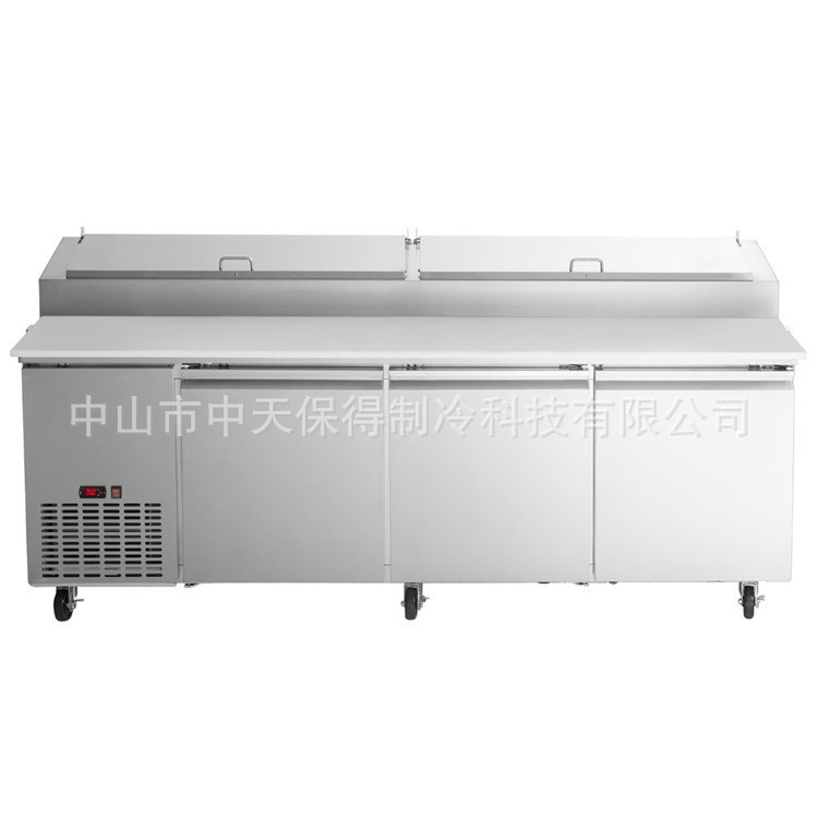 欧款披萨撒料工作台开槽冷藏沙拉台生鲜调料操作水果捞展示柜