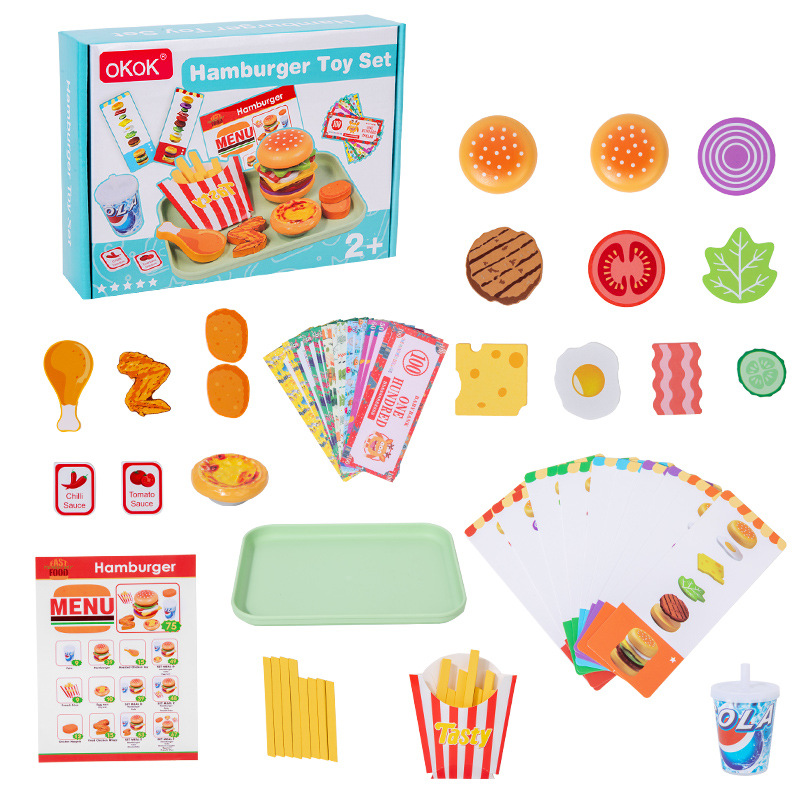 Juegos caseros de hamburguesas inteligentes para niños de educación temprana ejercicios de acertijos de mano y ojo para bebés Juguetes de madera