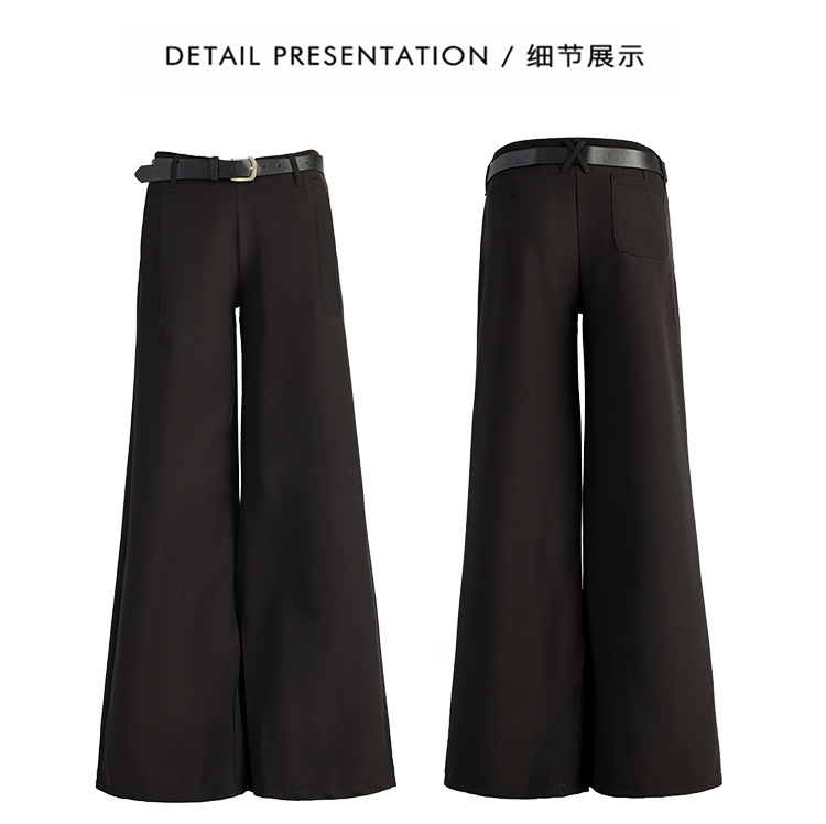 垂感宽松低腰喇叭西裤女2024秋季新款显瘦微喇休闲裤女(配腰带）详情6