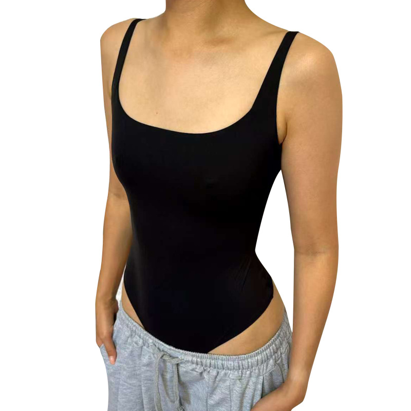 Ski*M's Same Double-Layer High-Elastic Fabric, Skin-Friendly and Comfortable Tummy-Control Jumpsuit, Sexy Suspender Shapewear, Suspender Back