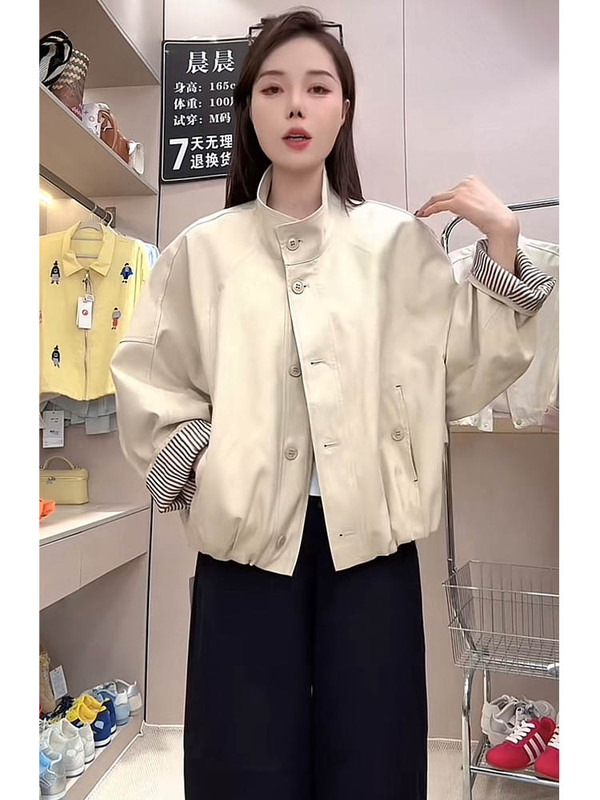 高级感韩系立领撞色工装外套女2025秋季新款休闲时尚流行短款夹克|undefined