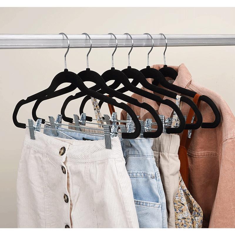 percha de ropa con clip de flocado percha de pantalones percha de ropa antideslizante para ahorrar espacio percha de ropa tienda de ropa trajes chaqueta de ropa