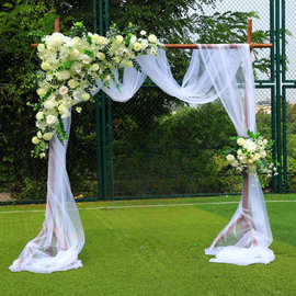 新款森系婚庆道具成品花艺木桩拱门布置户外草坪婚礼背景装饰