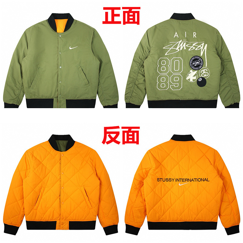 跨境stussy斯图西棒球棉服外套美式宽松休闲飞行员夹克男女情侣款|undefined