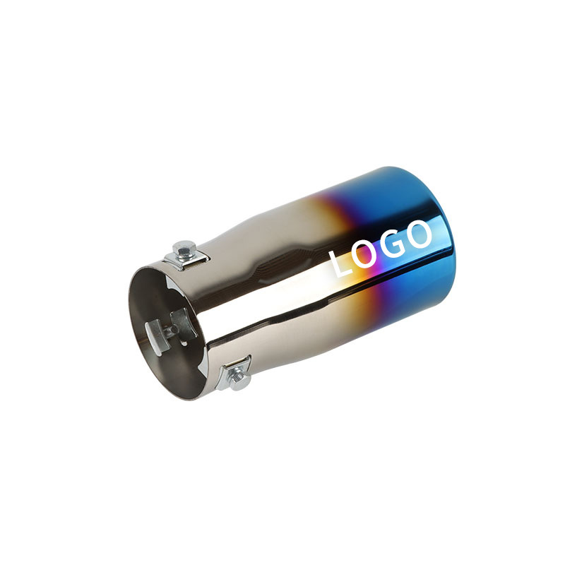 Factory direct supply modified single tail throat universal stainless steel exhaust pipe muffler car tail throat thickened grilled blue