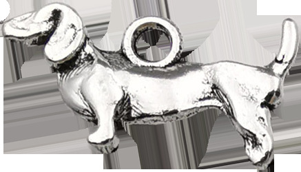 Venta caliente de fábrica 1 caniche plata Xizanga accesorios colgante DIY accesorios animales antiguos plata cachorro hueso pata