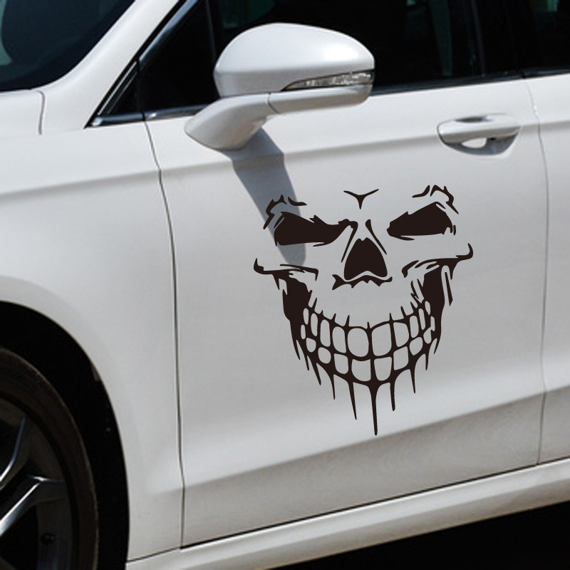 Calavera de comercio exterior pegatinas de coche Pegatinas de coche de capó puerta lateral pegatinas de coche reflectantes personalizadas K-01 de tamaño grande y mediano