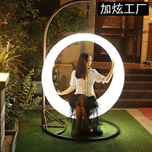 户外发光秋千月亮座椅网红儿童摇椅太阳能庭院吊床室内休闲吊篮椅