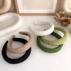 韓版2024春秋高顱頂寬邊發箍女外出百搭壓發頭飾氣質毛絨發卡頭箍