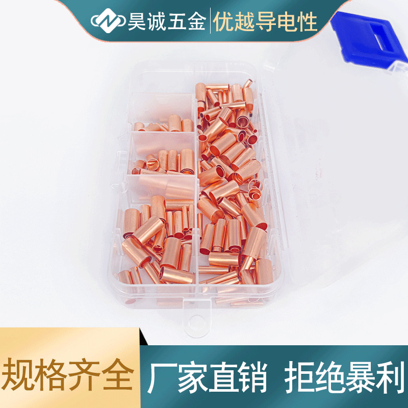 210只GT型小铜管端子针形接线欧式管型插针型冷压紫铜管裸端子