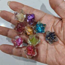 20*22mm树脂贝壳金箔五角星星珠 DIY手工串珠串笔手机链饰品配件