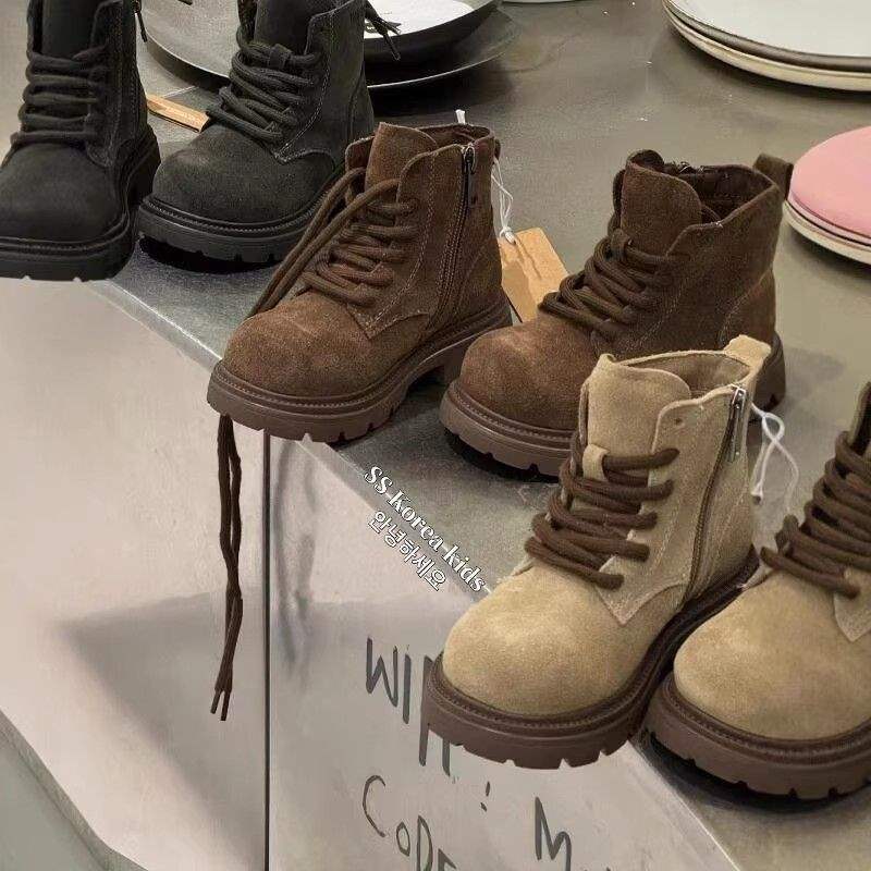 Brand Kidsren's Shoes, Boys' Boots, 2025 Autum New Kidsren's Mid-Calf Boots, Fashionable Leather Boots, Girls' Trendy and Fashionable