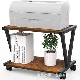 木质打印机支架桌下带滑轮收纳架桌上置物架双层桌面整理架书架