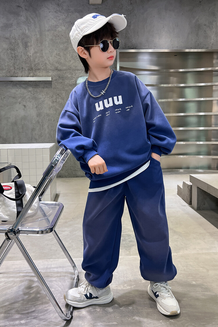 Pojkars hängande färgsats 2023 vår höst nya trendiga barntröjor i två delar, Big Boy Pippy och_voghion.com