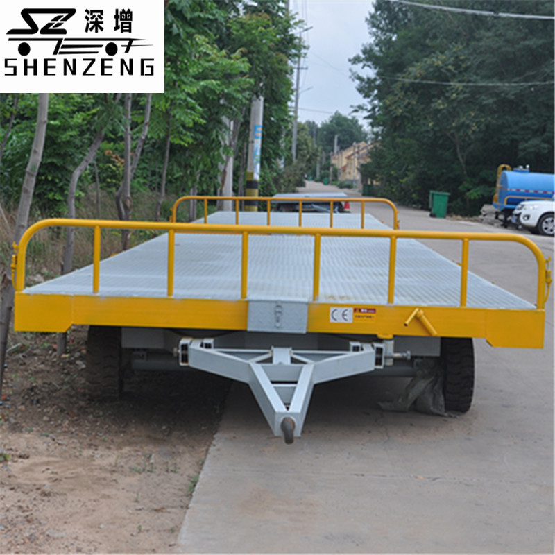 10吨平半挂车 叉车牵引重型设备运输车 10T带前护栏低平板拖车