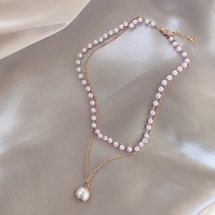 European and American New Products, Fashionable and Simple Chain Beaded Multi-Layer Necklace, Classy and Elegant Pendant Necklace