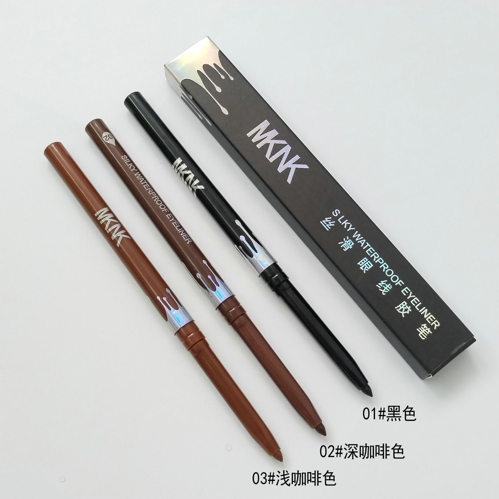 Cross-border export MKNK water drop silky waterproof inner eyeliner glue pen eyeliner two-in-one lying silkworm eye shadow eyebrow pencil