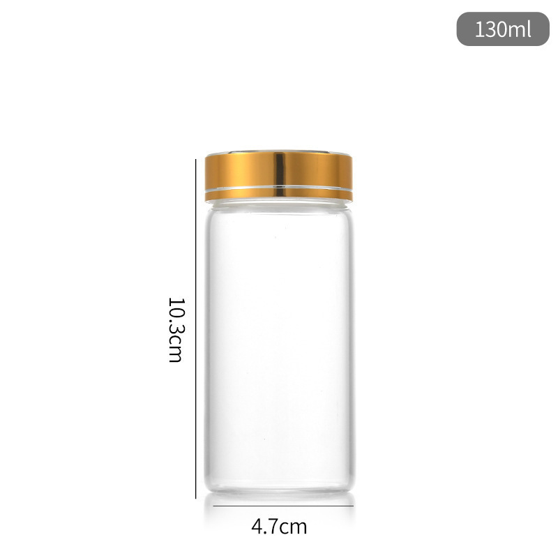 メーカー在庫あり 47mm ゴールドキャップガラスボトル 冬虫夏草沈香コントロールボトル 透明ガラス詰め替えボトル 空ボトル 密封缶|undefined