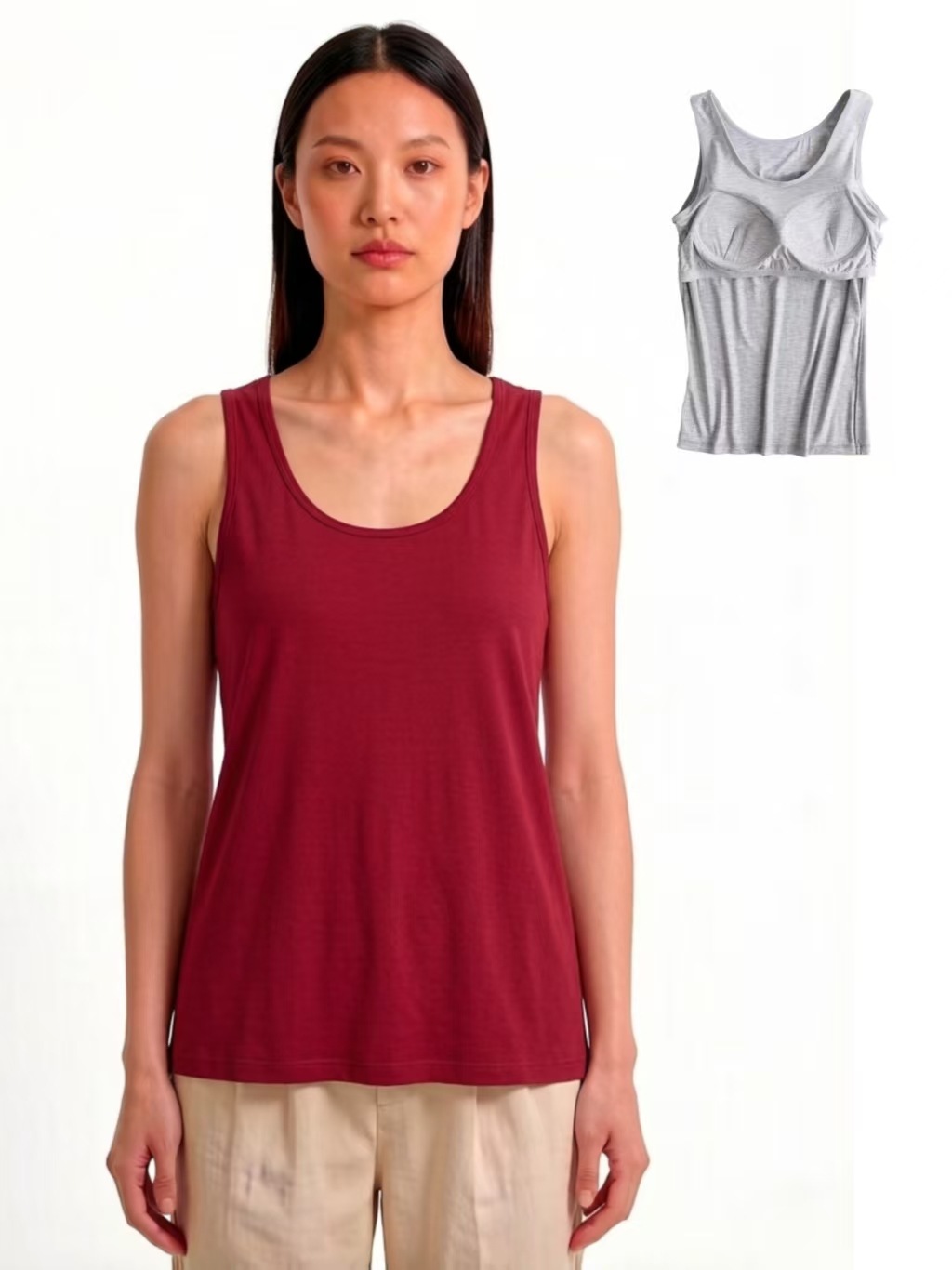 Cross-Border E-Commerce Modal Camisole with Built-In Bra Pads, Plus-Size Yoga Tank Top