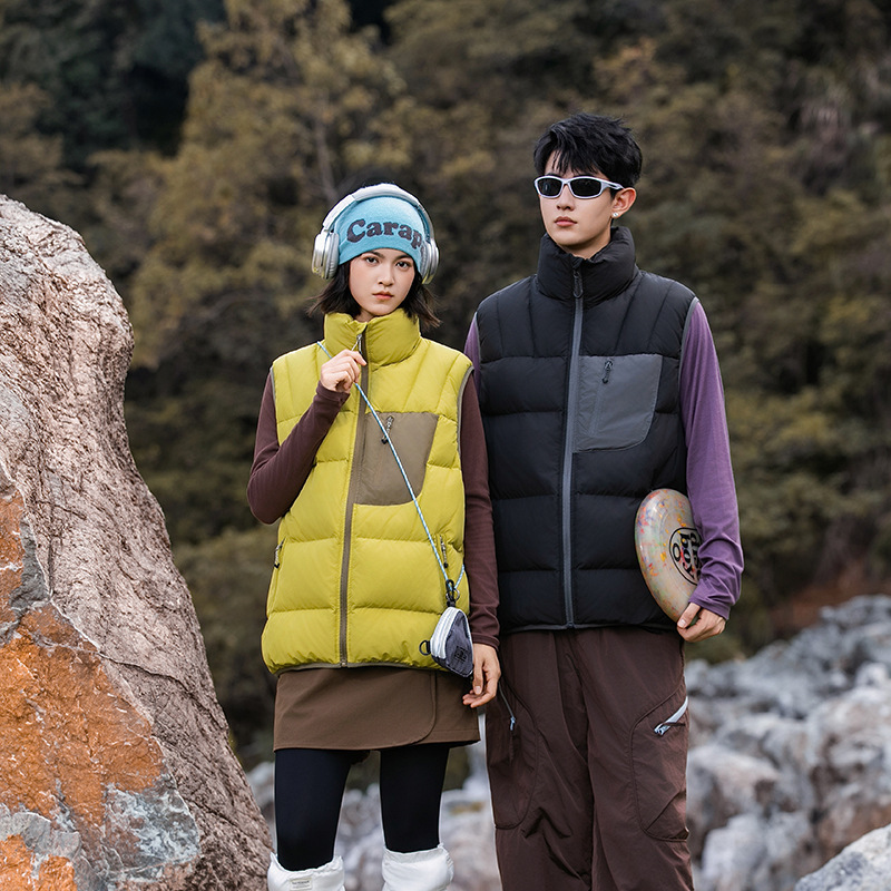 Solid Color Stand Collar down Vest for Men and Women Winter New 90 White Duck down Thickeneded Jacket Loose Couple Sleeveless Vest