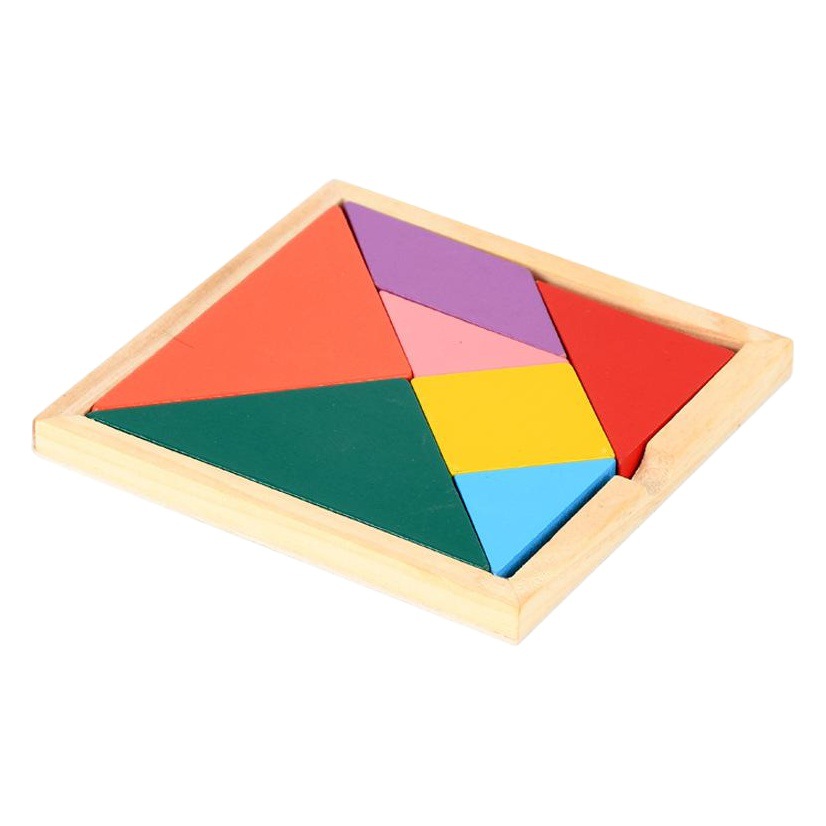 Trompeta de madera para niños de 11.6CM, tangram de madera con formas de colores, bloques de construcción cognitivos para la educación temprana, juguete intelectual, juguete educativo